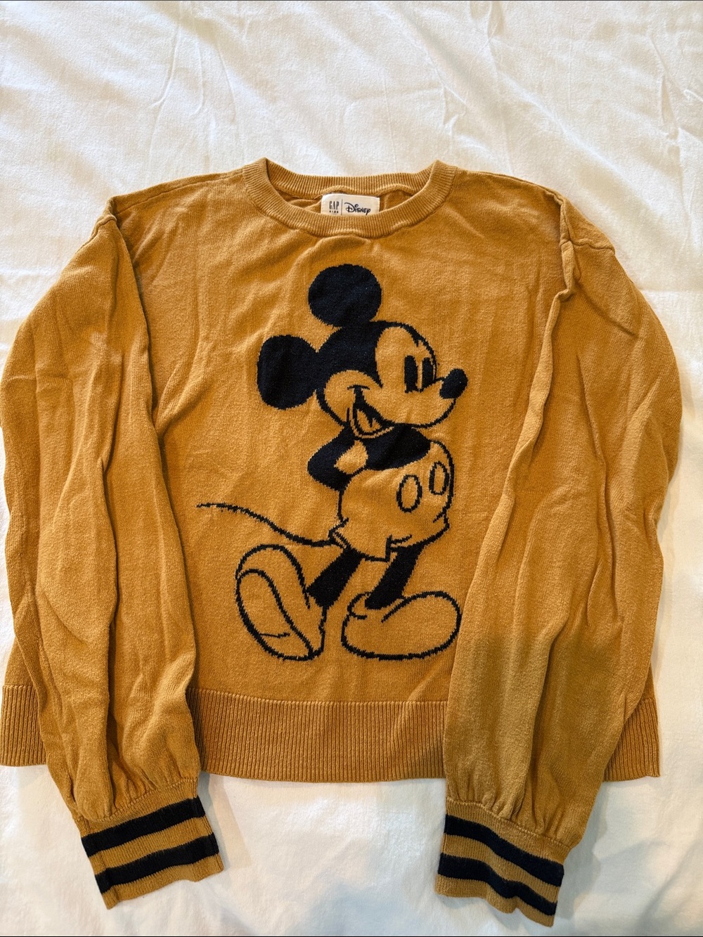 Disney Mustard Yellow Sweater with Black Mickey Graphic